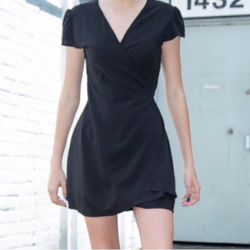 Brandy Melville Black Robbie Wrap Dress
